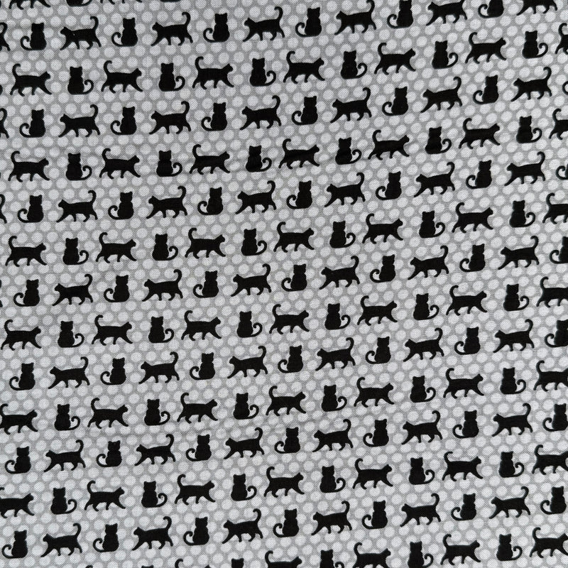 Black Cat Polka Gray | Midnight Magic 2 | Quilting Cotton