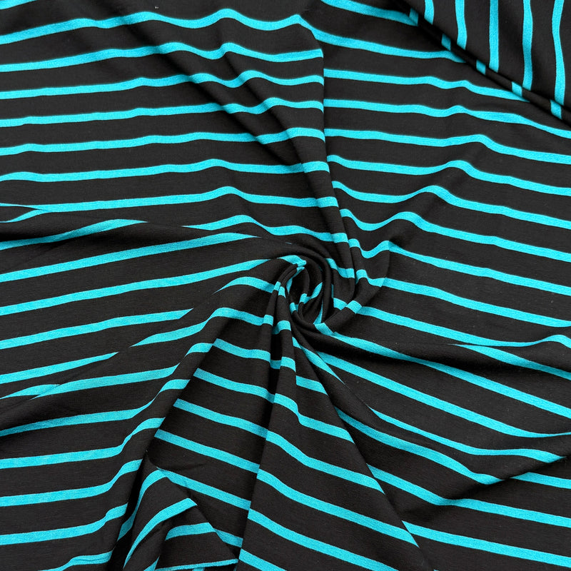 Aqua Stripe | Rayon Stretch Jersey