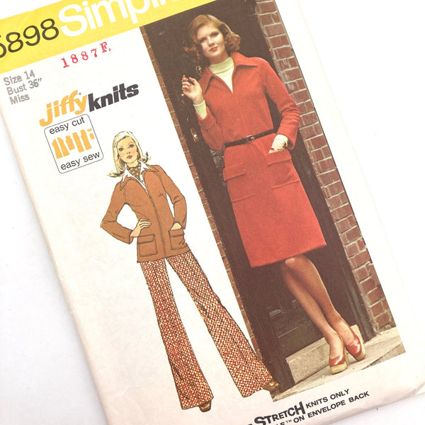 Simplicity 5898 | Adult Jiffy Knit Dress or Top and Pants | Size 14, Bust 36
