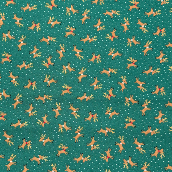 Reindeer Toss Green | 3 Wishes | Quilting Cotton