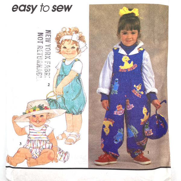 Simplicity 9275 | Toddlers Overalls in Three Lengths and Bag | Sizes 1/2-3
