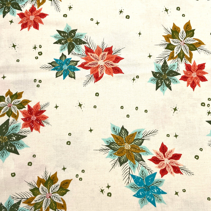 Poinsettia Mix Ivory | Cheer and Merriment | Quilting Cotton