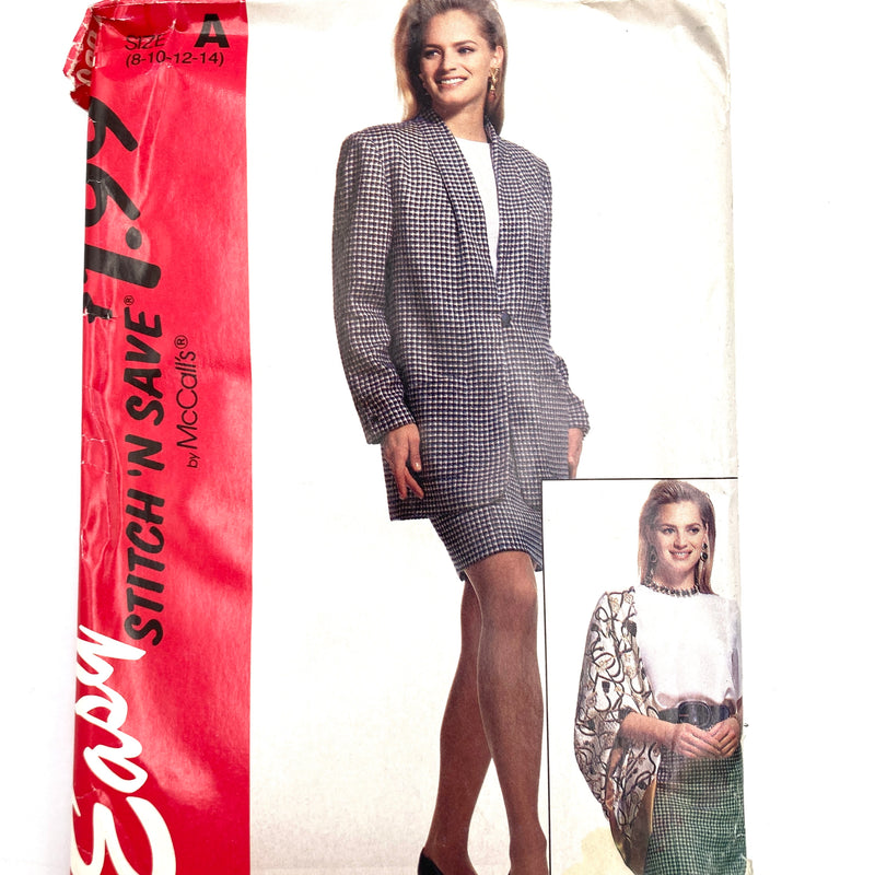 McCall's Easy Stitch 'n Save 6094 | Adult Lined or Unlined Jacket, Blouse and Skirt | Sizes 8-14