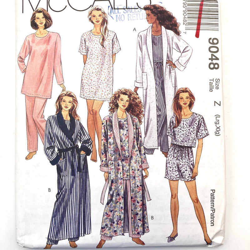 McCall's 9048 | Adult Robe With Tie Belt, Tunic, Top, Pants and Shorts | Sizes L and XL