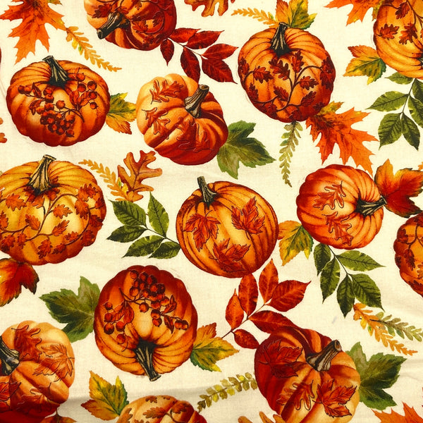 Tossed Pumpkins Cream | Timeless Treasures | Quilting Cotton