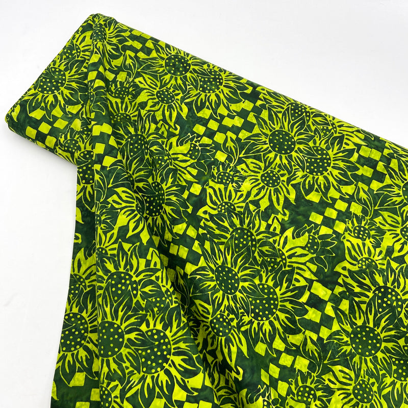 Sunflower Check Green | Batik | Quilting Cotton