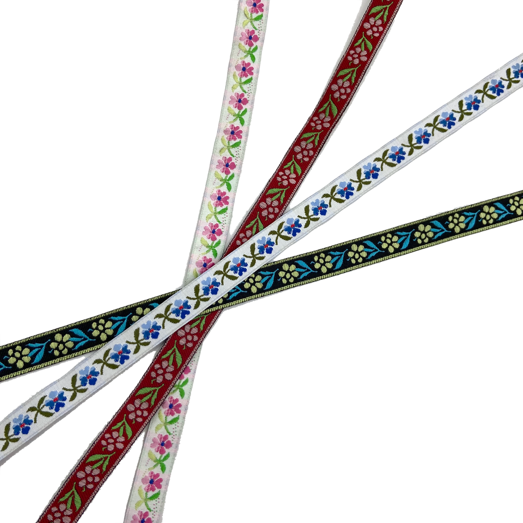 11 Yards Floral Jacquard Ribbon - 1.37" Purple & Blue Woven Trim For Crafts & Decor