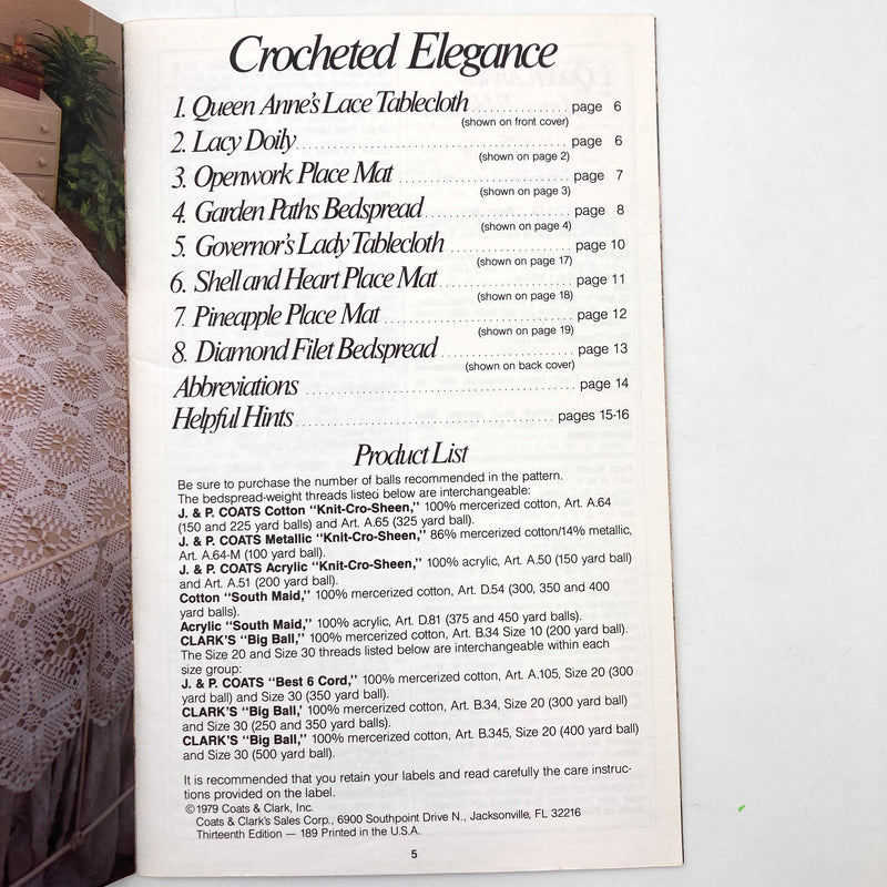 J & P Coats Crocheted Elegance | Book | Patterns