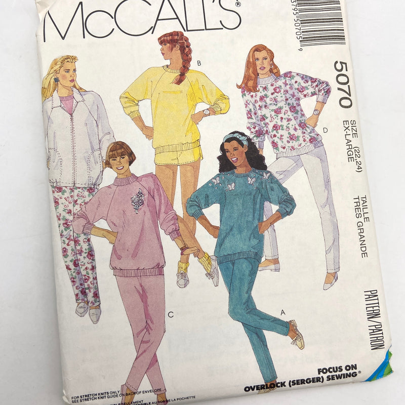 McCall's 5070 | Adult Unlined Jacket, Top, Pants and Shorts | Size 22, 24