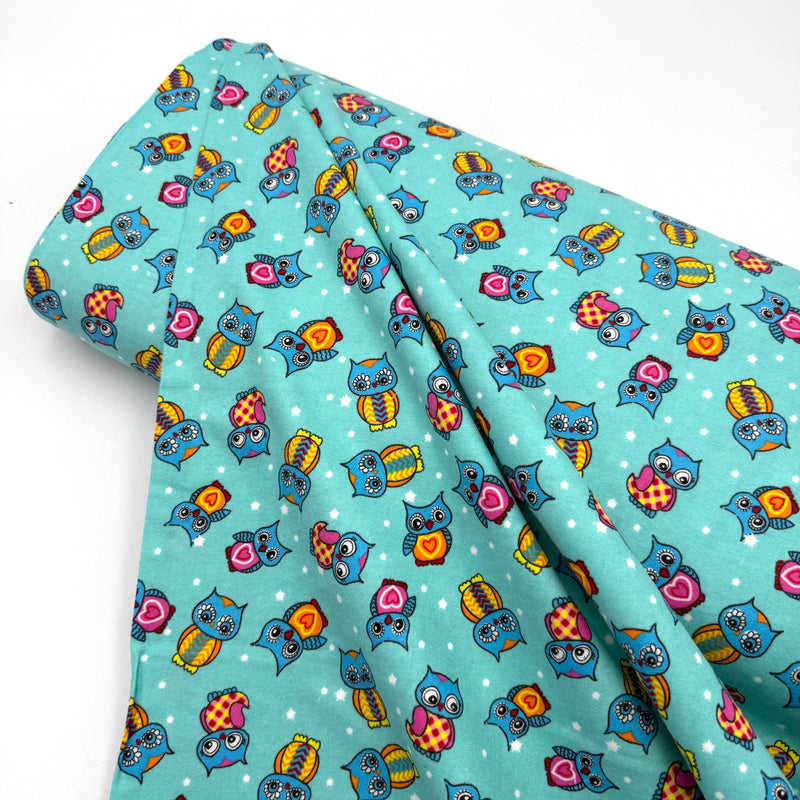 Hoots Turquoise | Cotton Flannel