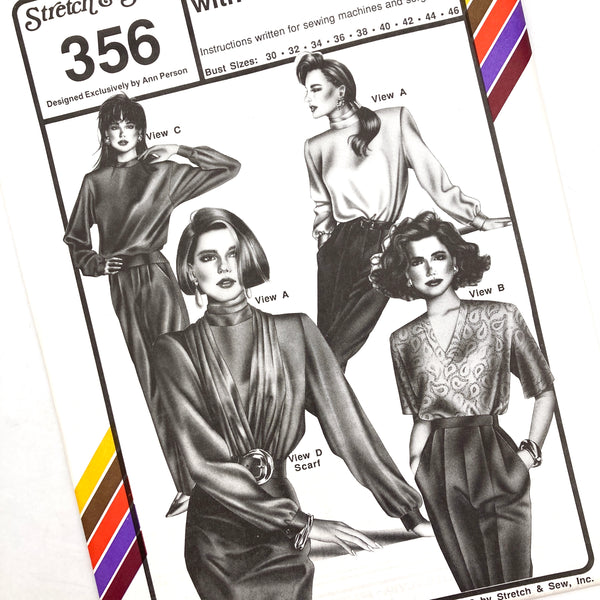 Stretch & Sew 356 | Adult Classic Blouse with Scarf | Bust Sizes 30-46