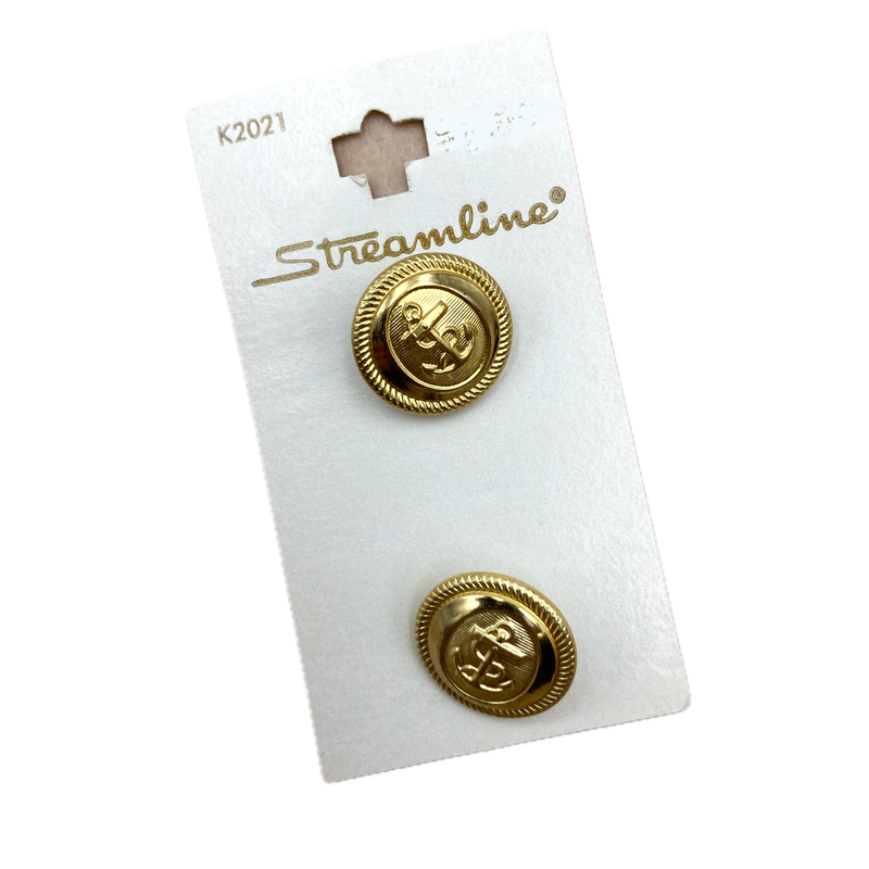 5/8", 3/4" or 7/8" Gold Anchor | Metal Buttons | Choose Your Size