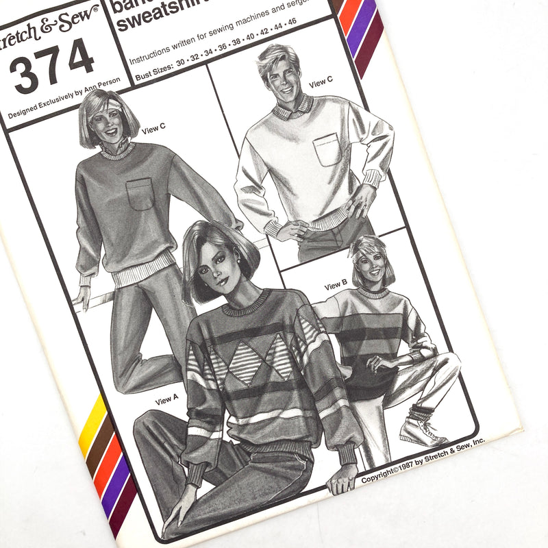 Stretch & Sew 374 | Adult Banded Sweatshirts | Bust Sizes 30-32-34-36-38-40-42-44-46