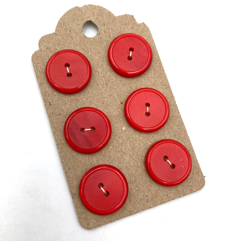 3/4" Ruby | Set of 6 | Plastic Buttons