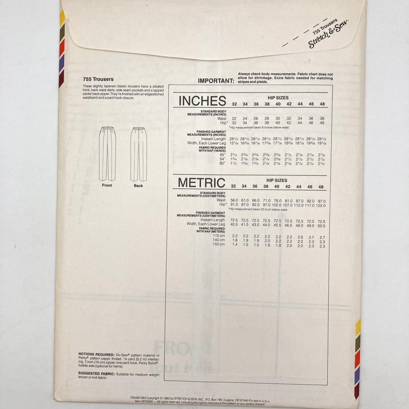 Stretch & Sew 755 | Adult Trousers | Hip Sizes 32-34-36-38-40-42-44-46-48