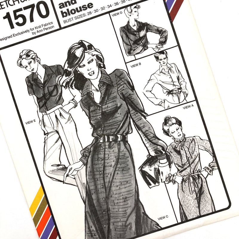 Stretch & Sew 1570 | Adult Shirtwaist Dress and Blouse | Bust Sizes 28-30-32-34-36-38-40-42-44