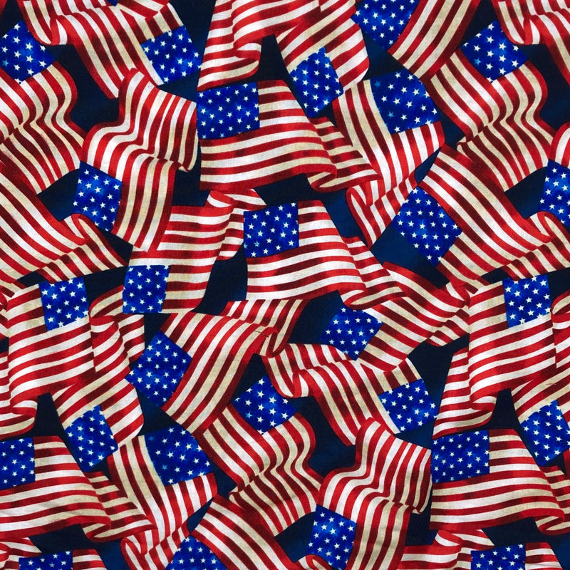 Packed USA Flags Multi | Timeless Treasures | Quilting Cotton