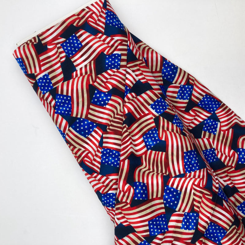 Packed USA Flags Multi | Timeless Treasures | Quilting Cotton