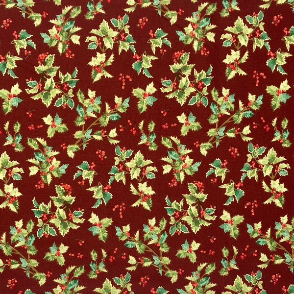 Holly Sprigs Wine | Winter's Eve | Quilting Cotton