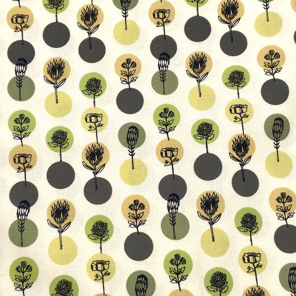 Protea Polkas Chartreuse | Jaye Bird | Quilting Cotton