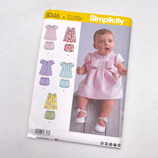 Simplicity 8346 | Infant Dress & Bottoms | Size XXS-L