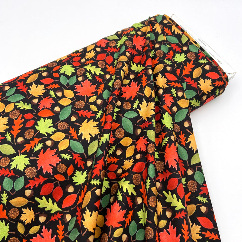 Leafy Fall Fun Black | Falling for Gnomes | Quilting Cotton