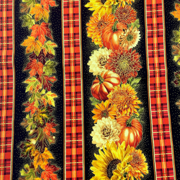 Fall Stripe | Harvest Mums | Quilting Cotton