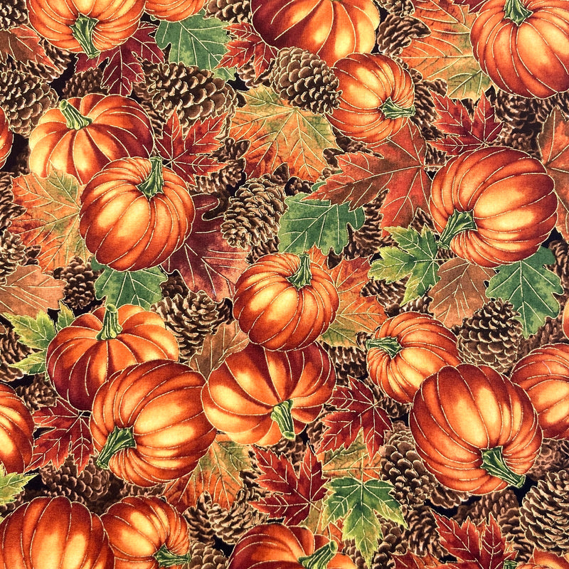Pumpkins and Pinecones | Thankful | Quilting Cotton