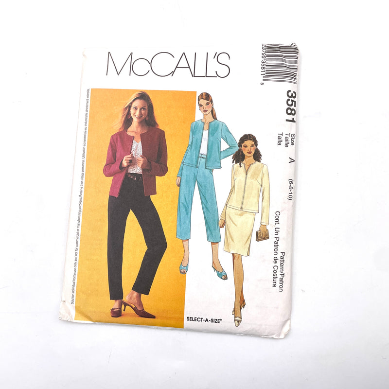McCall's 3581 | Adult Jackets, Pants, Skirt | Sizes 6-10