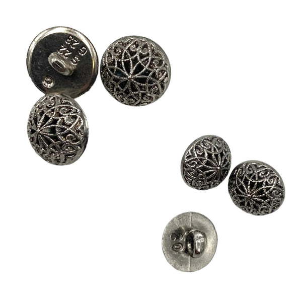 1/2" or 5/8" Silver Filigree | Plastic Buttons | Choose Your Size