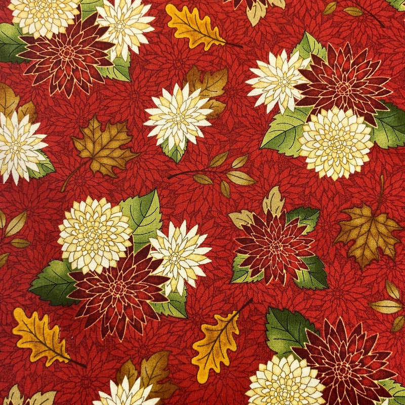 Mums Red | Harvest Greetings | Quilting Cotton