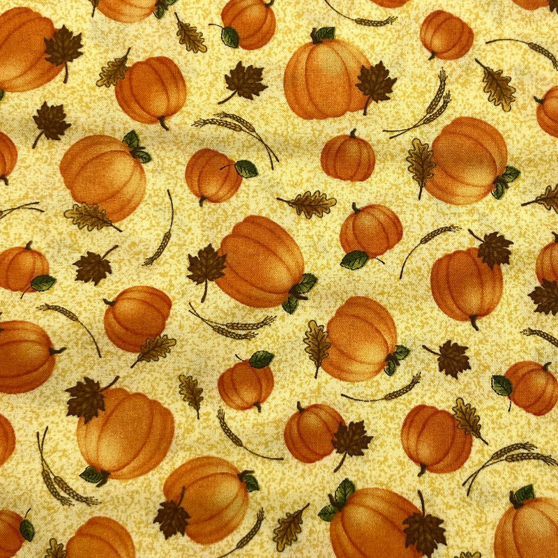 Pumpkin Leaves  Yellow | Harvest Greetings | Quilting Cotton