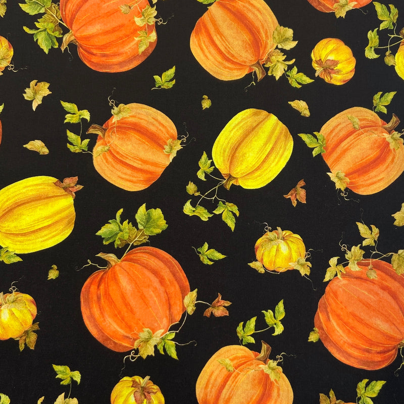 Pumpkin Tumble Black | Fall Splendor | Quilting Cotton