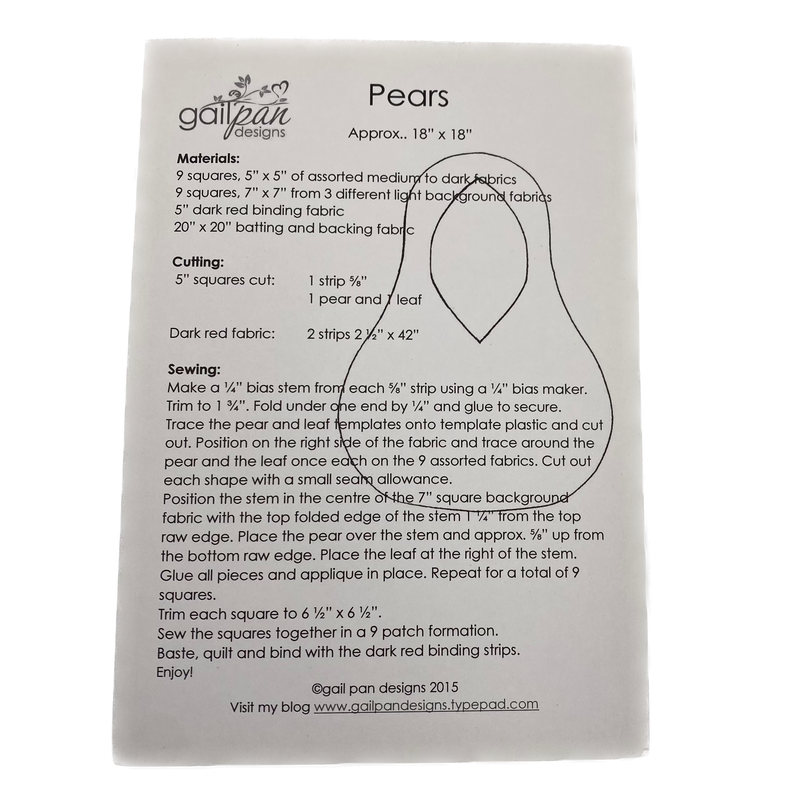Pears | Gail Pan Designs| Quilt Block Pattern