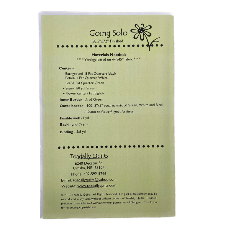 Going Solo | Toadally Quilts | Quilt Pattern