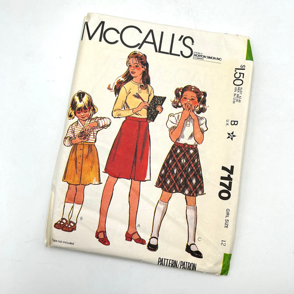 McCall's 7170 | Child's A-Line Skirt | Size 12