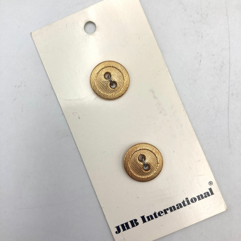 5/8" Crosshatch Gold Buttons - JHB - Set of 2