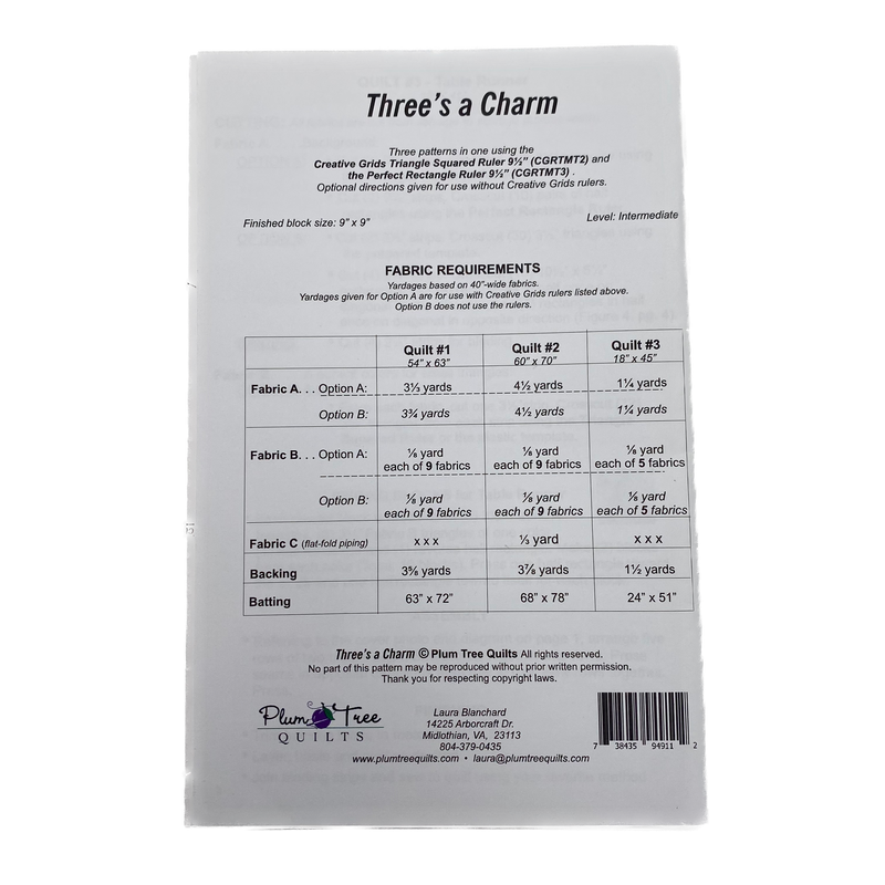 Three's a Charm | Plum Tree Quilts| Quilt Pattern