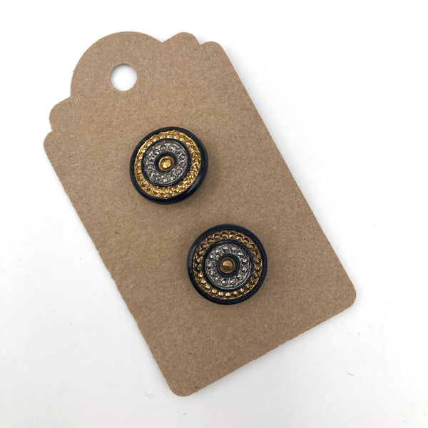 3/4" Black, Gold and Silver Targets | Buttons | Set of 2