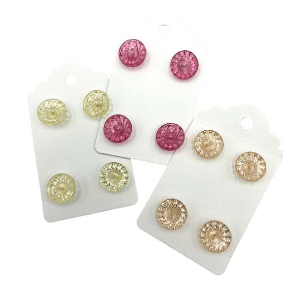 1/2" Clear Swirl | Plastic Buttons | Set of 4 | Choose Your Color