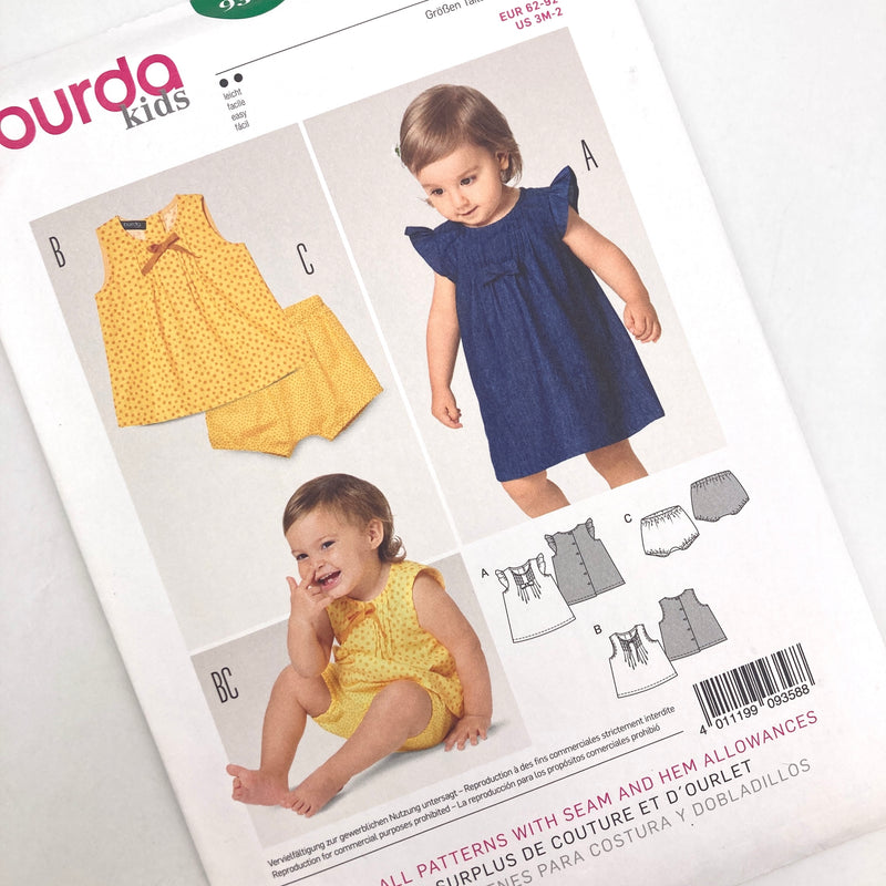 Burda 9358 | Babies' and Kids' Dress, Shirt and Bloomers | Sizes 3M-2