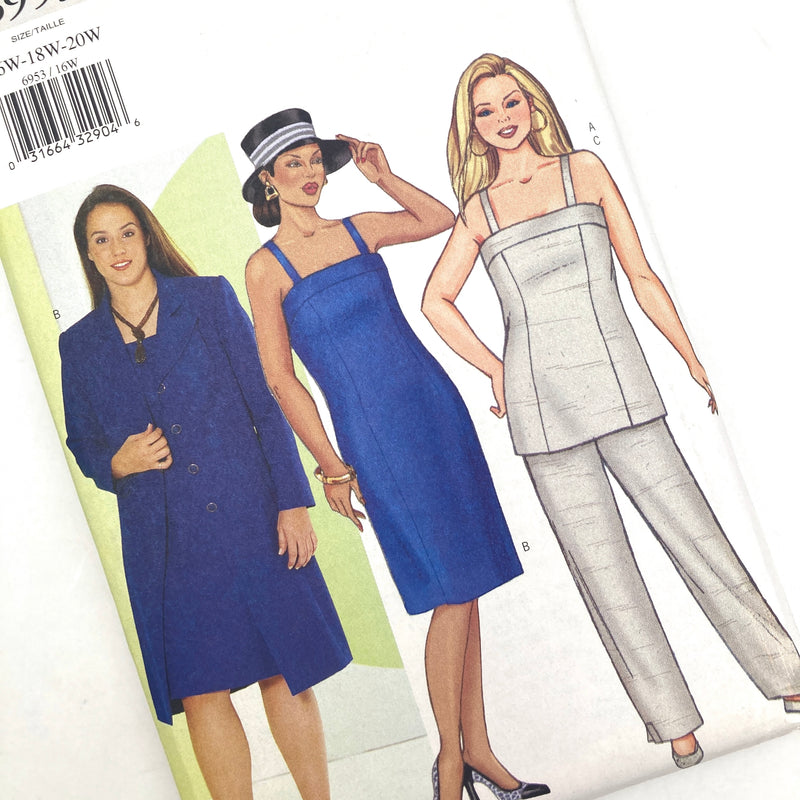 Butterick 6953 | Adult and Petite Jacket, Top, Dress and Pants | Sizes 16W-18W-20W