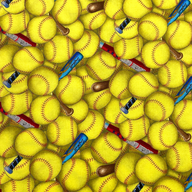Yellow Softballs | Sports Collection | Quilting Cotton