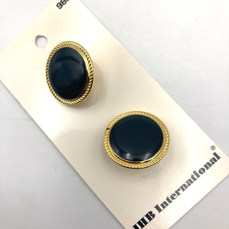 7/8" Gold + Black Buttons | JHB - Made in Hong Kong