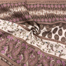 Brown Paisley Stripe Linen | Home Decor Canvas | Deadstock Fabric