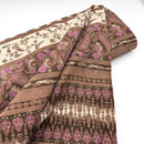 Brown Paisley Stripe Linen | Home Decor Canvas | Deadstock Fabric