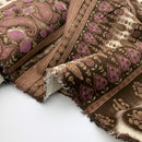 Brown Paisley Stripe Linen | Home Decor Canvas | Deadstock Fabric