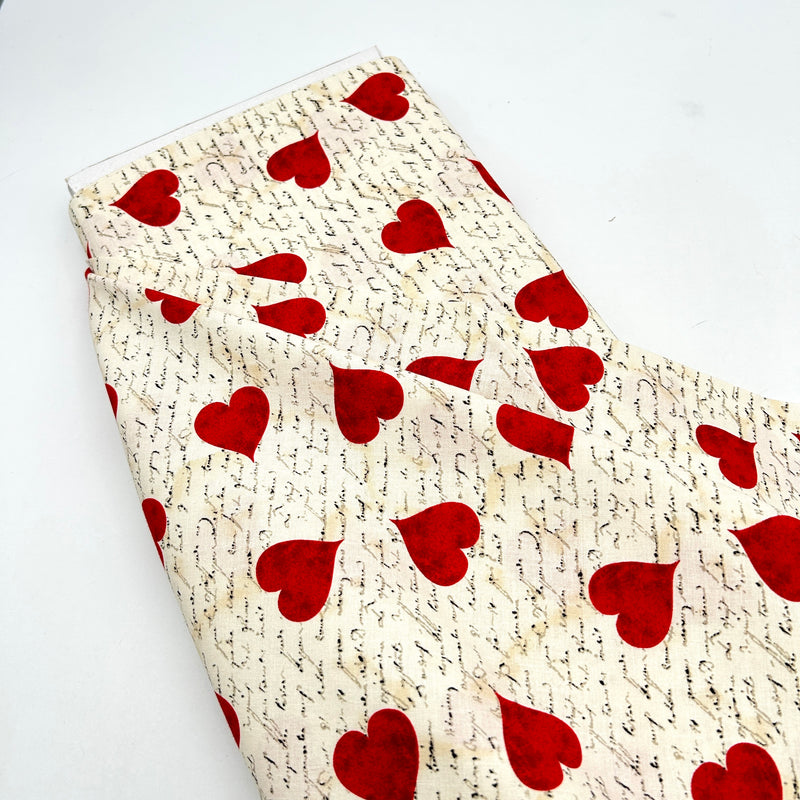 Love Letter Beige | Hugs Kisses & Special Wishes | Quilting Cotton