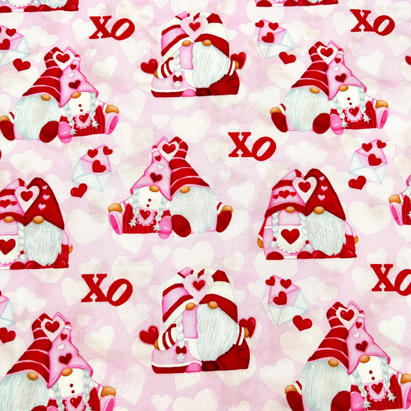 Hugging Gnomes Pink | Gnomie Love | Quilting Cotton