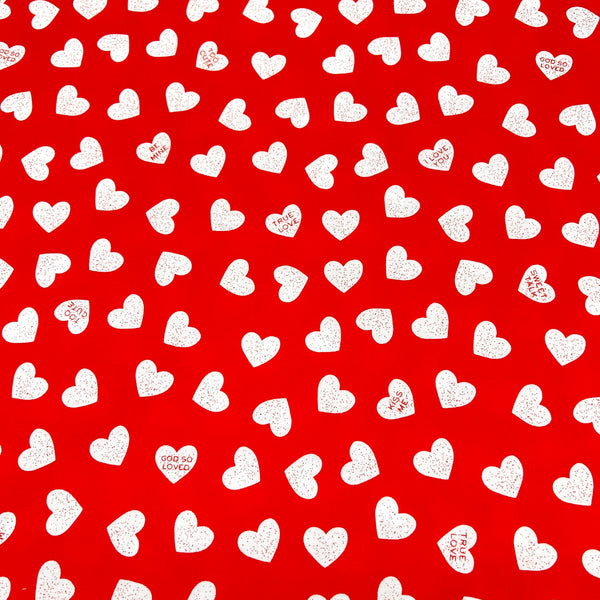 Candy Hearts Red | Be Mine Valentine | Quilting Cotton